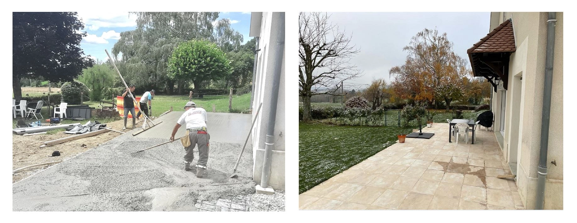 coulage chape création terrasse béton carrelage avant après