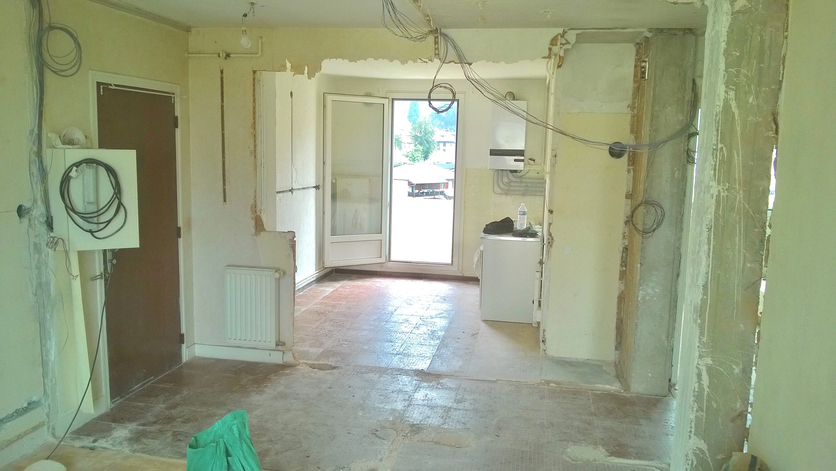 démolition, ouvrir la cuisine sur le séjour, rénovation démolition, ouvrir la cuisine sur le séjour, rénovation