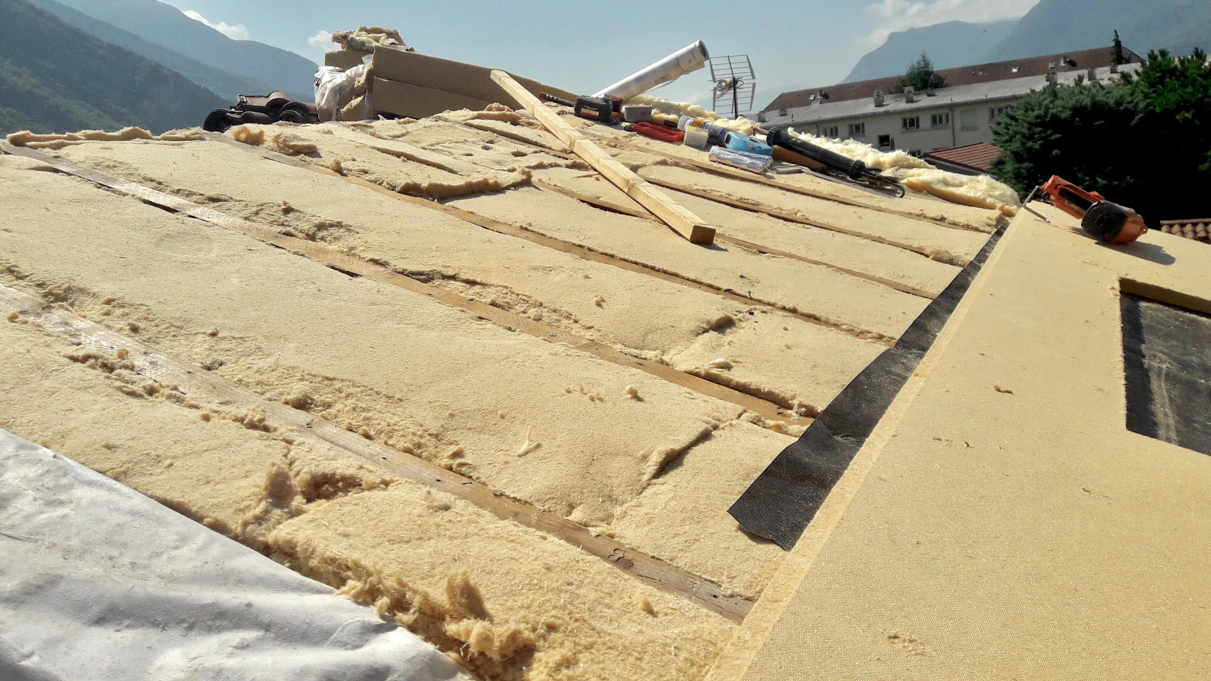 laine de bois, couche croisée,chevrons laine de bois, couche croisée,chevrons