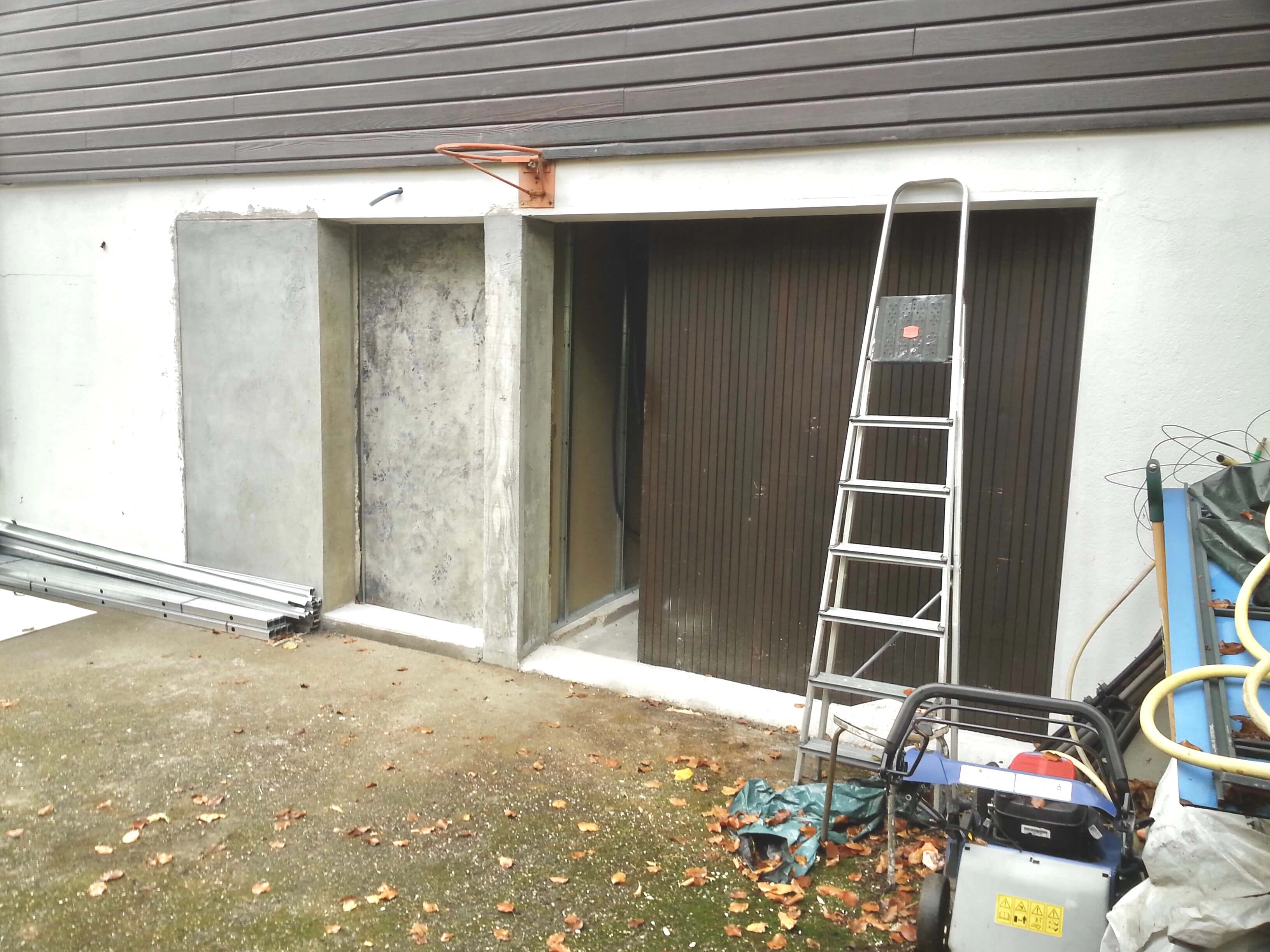 mur façade pilier fermeture porte garage aménagement studio mur façade pilier fermeture porte garage aménagement studio