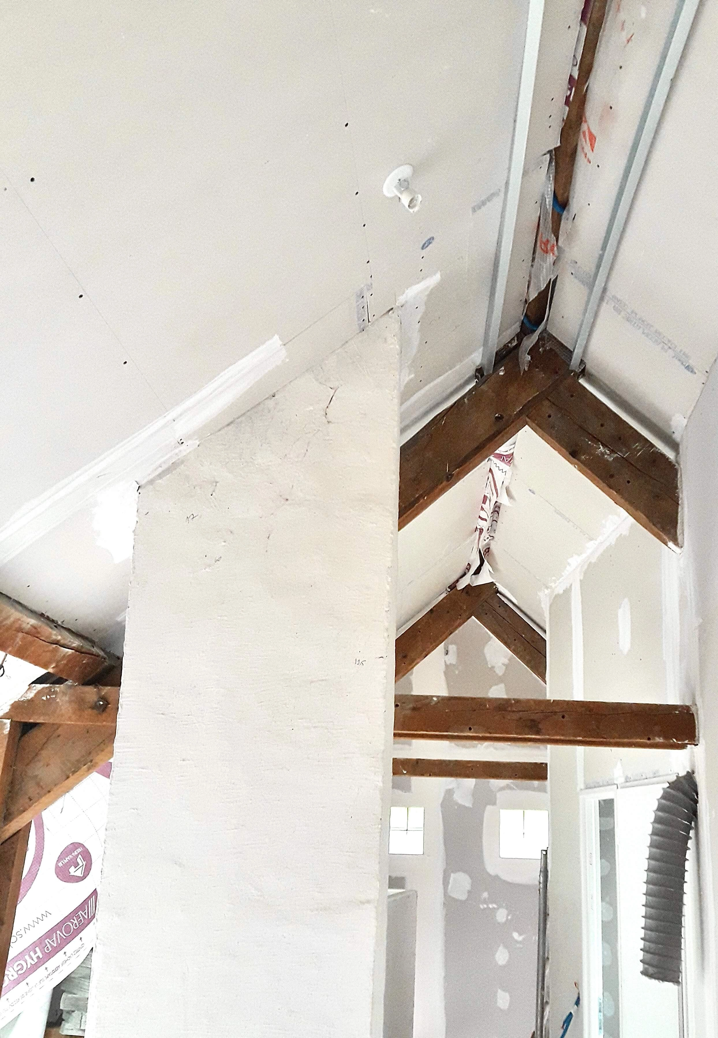 pare vapeur, réhabilitation des combles, platrerie en cours pare vapeur, réhabilitation des combles, platrerie en cours