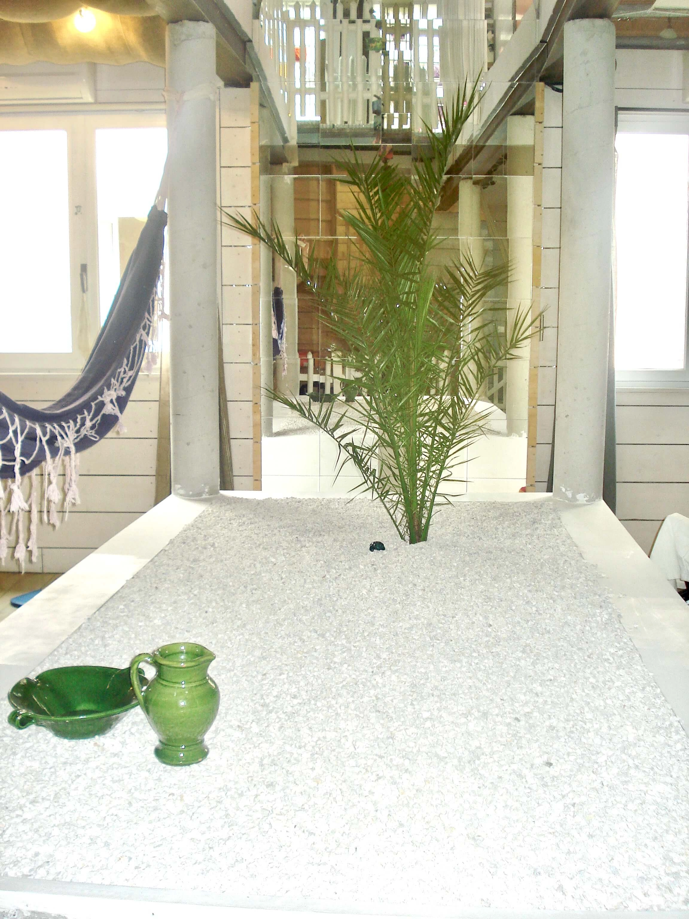 patio central, salon, aménagement des volumes patio central, salon, aménagement des volumes