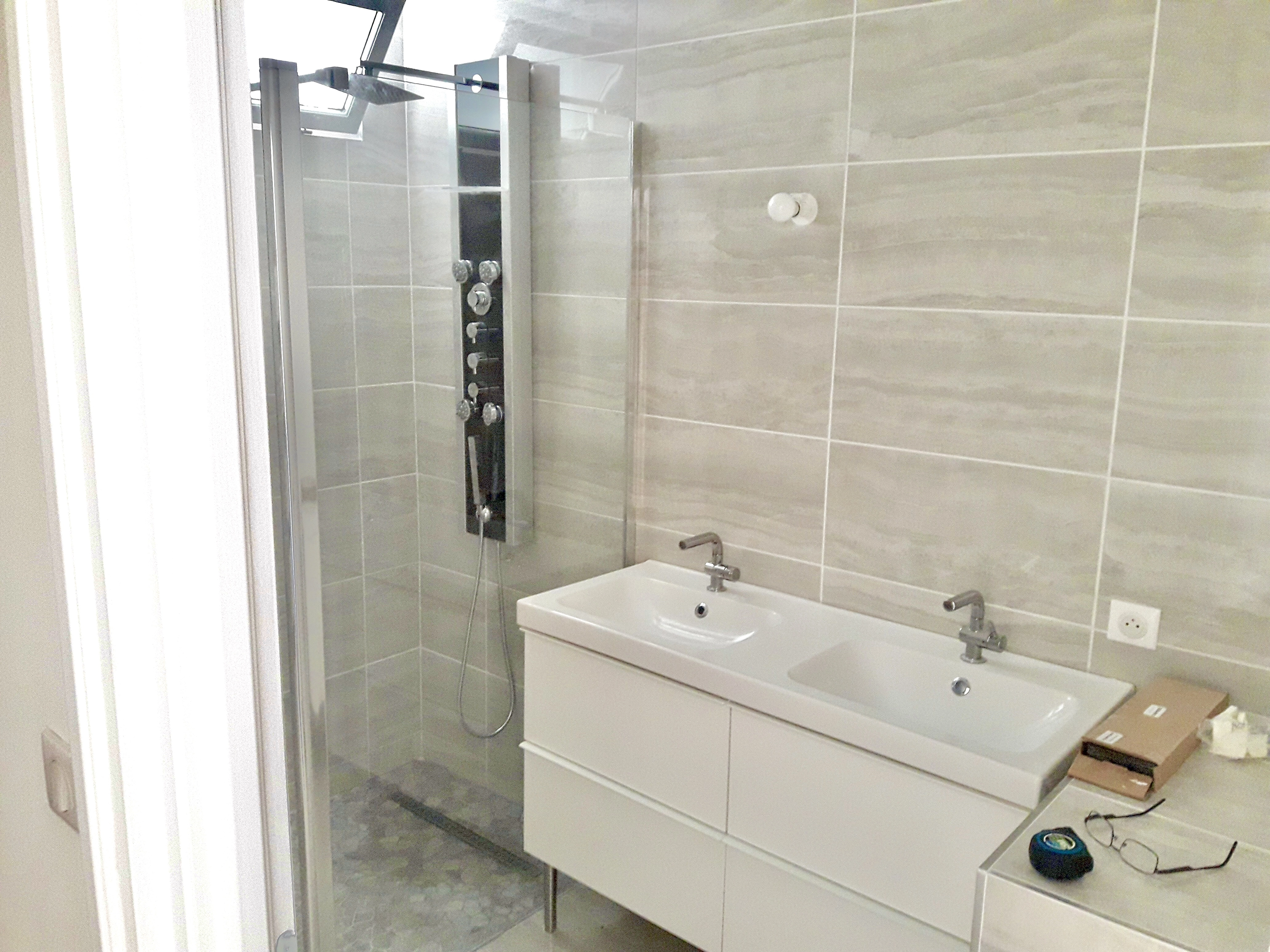 salle de bain, douche hydro-massante,double vasque rénovation salle de bain, douche hydro-massante,double vasque rénovation