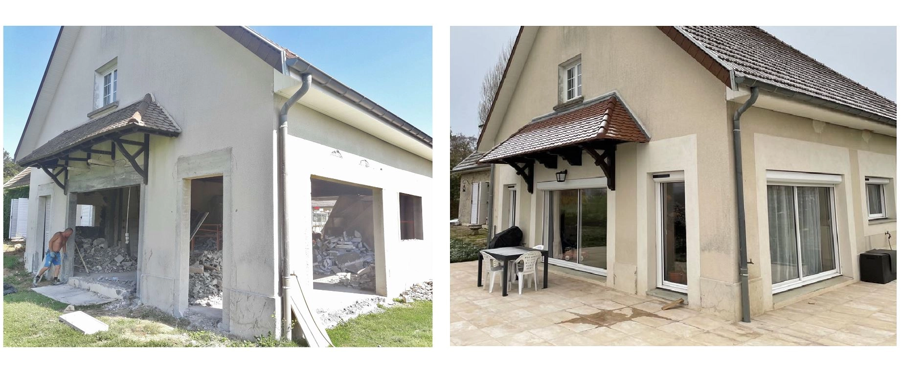 avant apres création d'ouverture en cours création linteaux jambages maçonnés avant apres création d'ouverture en cours création linteaux jambages maçonnés