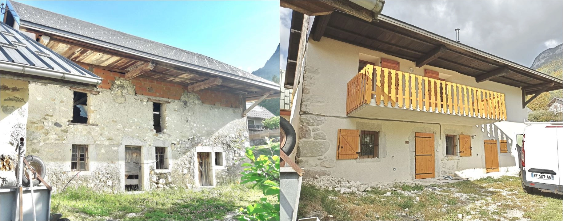 avant après, façade principal, vieille pierre, rénovation,savoie avant après, façade principal, vieille pierre, rénovation,savoie