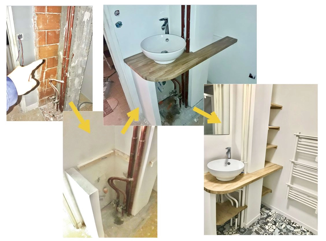 création salle de bain gain de place démolition gaine vasque création salle de bain gain de place démolition gaine vasque