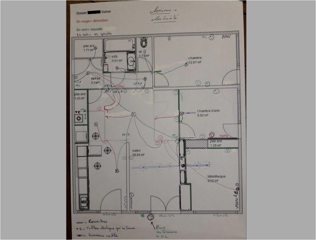 plan elec avant apres démolition cloison position interrupteurs luminaires plan elec avant apres démolition cloison position interrupteurs luminaires